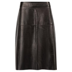 Pre-Loved Maison Ullens Women's Black Lamb Leather A-Line Skirt