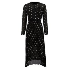 Pre-Loved Maje Women's Black Daisy Print Midi Long Sleeve Dress