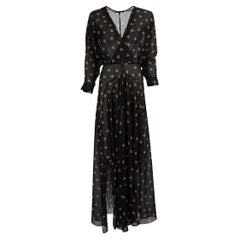 Pre-Loved Maje Women's Black Sheer Printed Wrap Maxi Dress