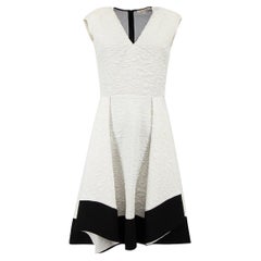Pre-Loved Maje Women's White Textured V-Neck Mini Dress