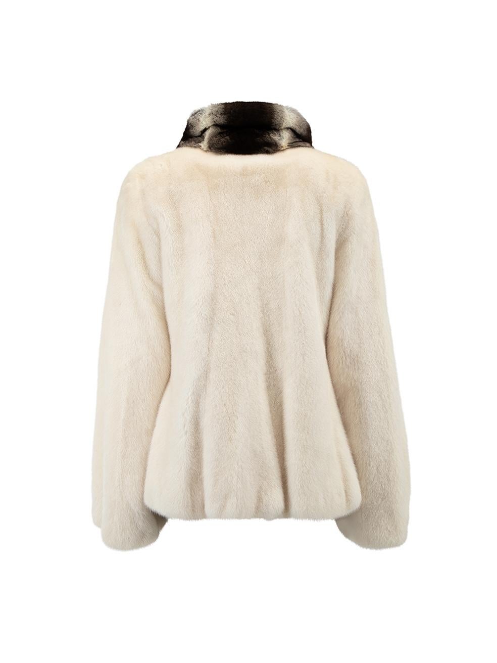 Pre-Loved Mala Mati Women's Cream Mink Fur Contrast Collar Coat In Excellent Condition In London, GB