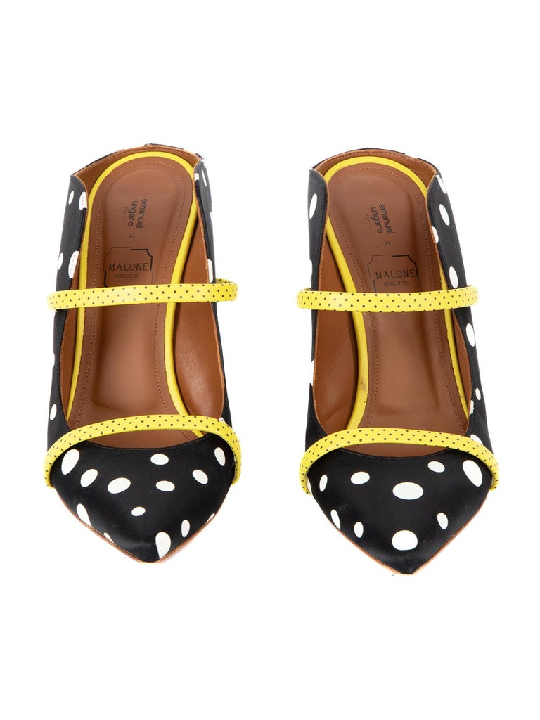 Pre-Loved Malone Souliers Women's Point Toe Polkadot Heels In Excellent Condition For Sale In London, GB