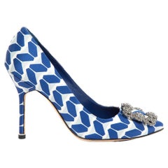 Pre-Loved Manolo Blahnik Women's Blue Hangisi 105 Cosmo Embellished Pumps