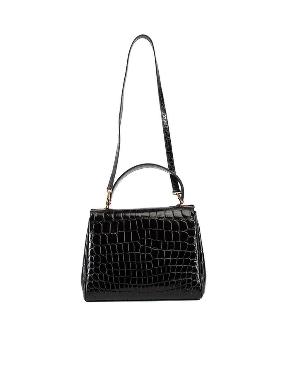 Pre-Loved Marc Jacobs Women's Black Croc Embossed Top Handle Crossbody In Excellent Condition In London, GB