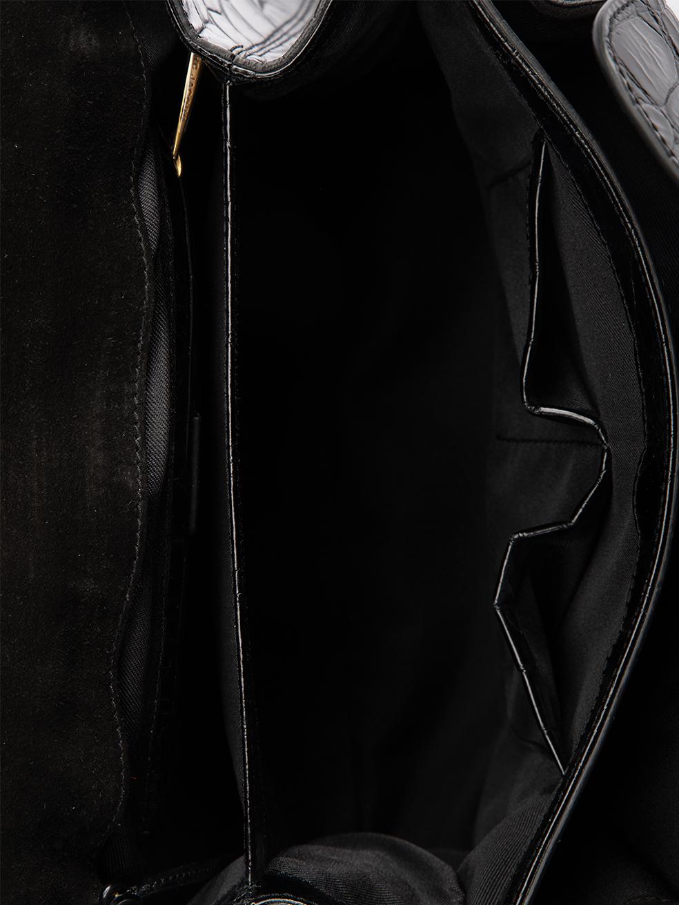 Pre-Loved Marc Jacobs Women's Black Croc Embossed Top Handle Crossbody 2
