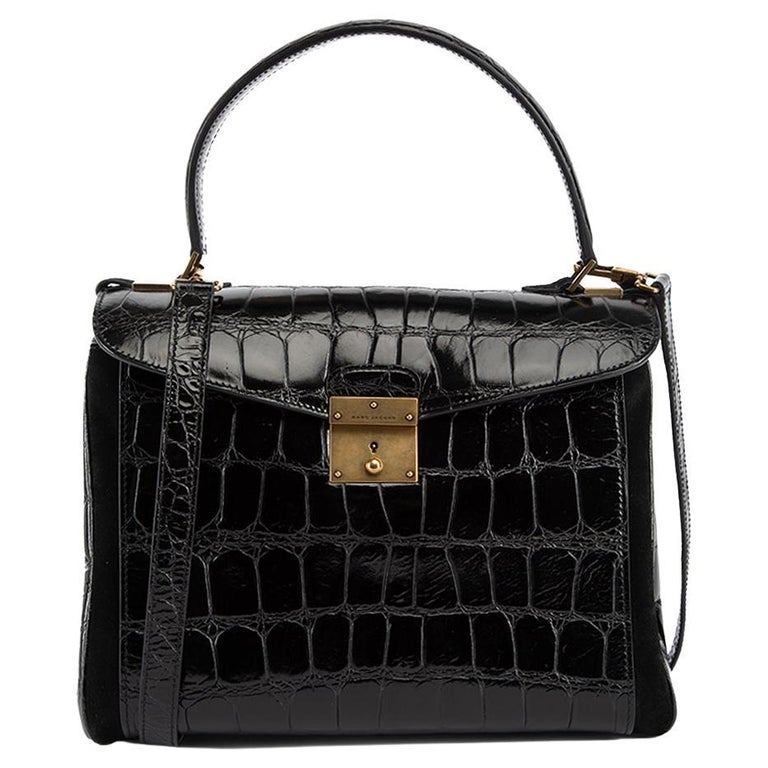 PreLoved Marc Jacobs Women's Black Croc Embossed Top Handle Crossbody