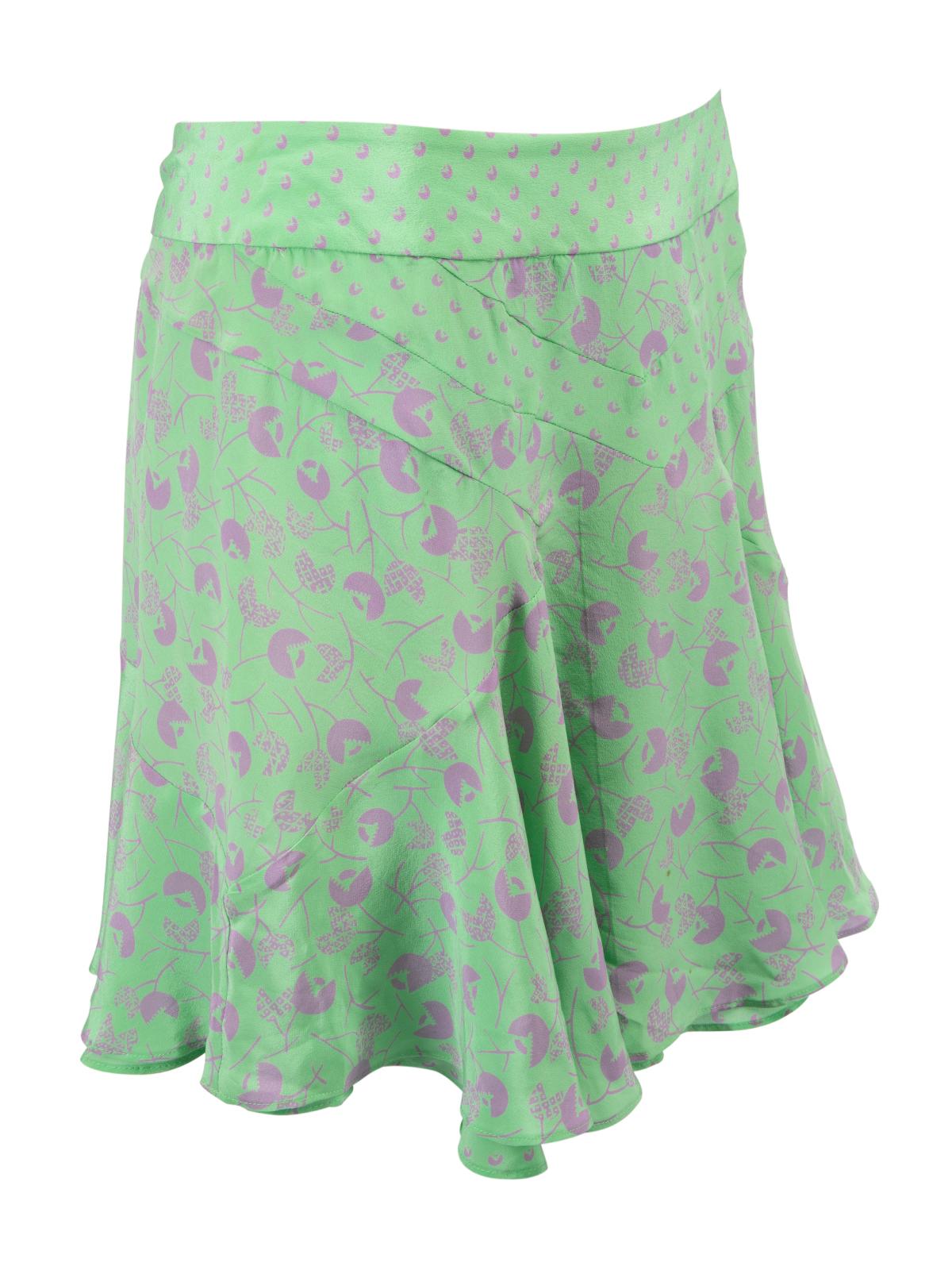 CONDITION is Very good. Hardly any visible wear to skirt is evident. There is a small stain to the front of this used Marc Jacobs designer resale item. Details Multicolour- Green and purple Silk Mini skirt Cherry print Flared peplum Stand collar