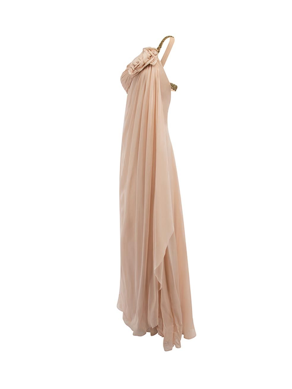 Pre-Loved Marchesa Women's Pink Asymmetric Bodice Maxi Gown 1