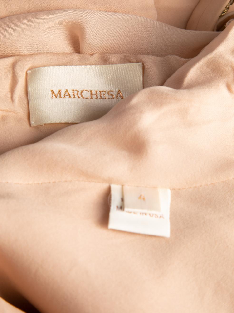 Pre-Loved Marchesa Women's Pink Asymmetric Bodice Maxi Gown 2