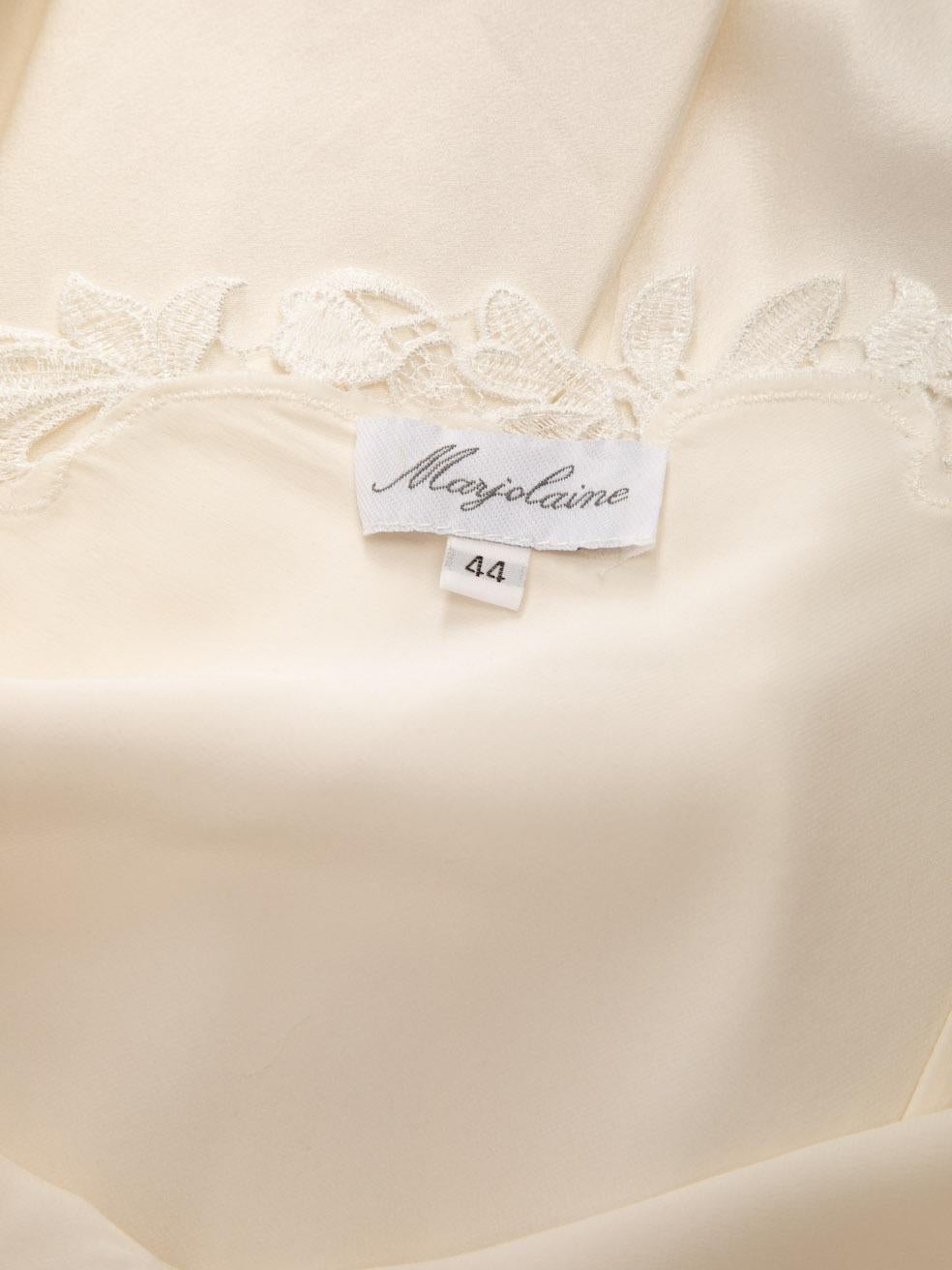 Pre-Loved Marjolaine Women's Cream Floral Lace Detail Maxi Silk Slip Dress 1