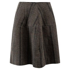 Pre-Loved Marni Women's Grey Wool Stripped Knee Length Skirt