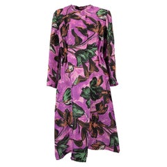 Pre-Loved Marni Women's Purple Floral Print Round Neck Coat