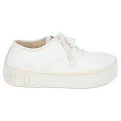 Pre-Loved Marni Women's White Leather Logo Platform Trainers