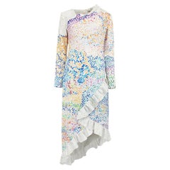 Vestido Midi Asimétrico con Detalle de Volantes Estampado de Mujer Mary Katrantzou Pre-Tocado