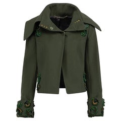 Pre-Loved Matthew Williamson Women's Green Embellished Oversized Collar Jacket