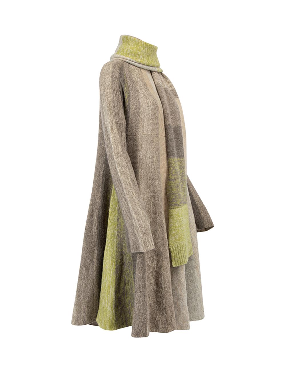 CONDITION is Very good. Minimal wear to dress/scarf is evident. Minimal pilling seen on this used Max Azria designer resale item. Details Multicolour- Beige and green tone Wool Scarf and dress matching set Knitted Colourblock pattern Oversized