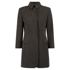 Pre-Loved Max Mara Women's Black Long Lined Stitch Accent Overcoat