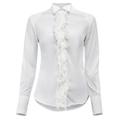 Pre-Loved MCQ Women's White Frill Detail Button Up Shirt