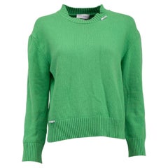 Pre-Loved Mira Mikati Damen Pullover mit Crewneck in Grün mit Alphabetperlen