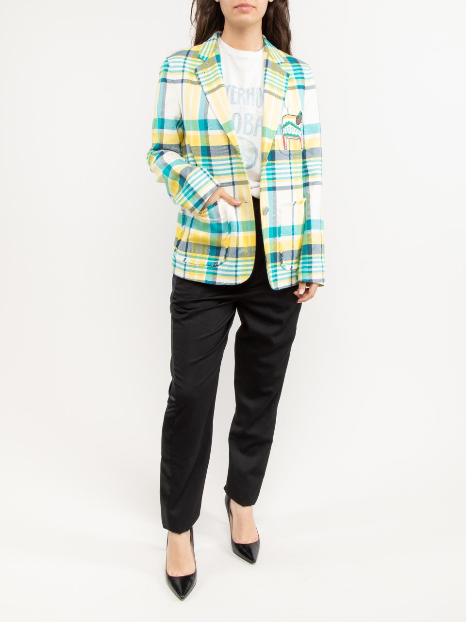 CONDITION is Very good. No visible wear to blazer is evident on this used Mira Mikati designer resale item. Details Colour - multi Plaid print Material - cotton Sleeves - long V-Neckline Fastening - 2 Buttons 2 x hip pockets Interior lining -