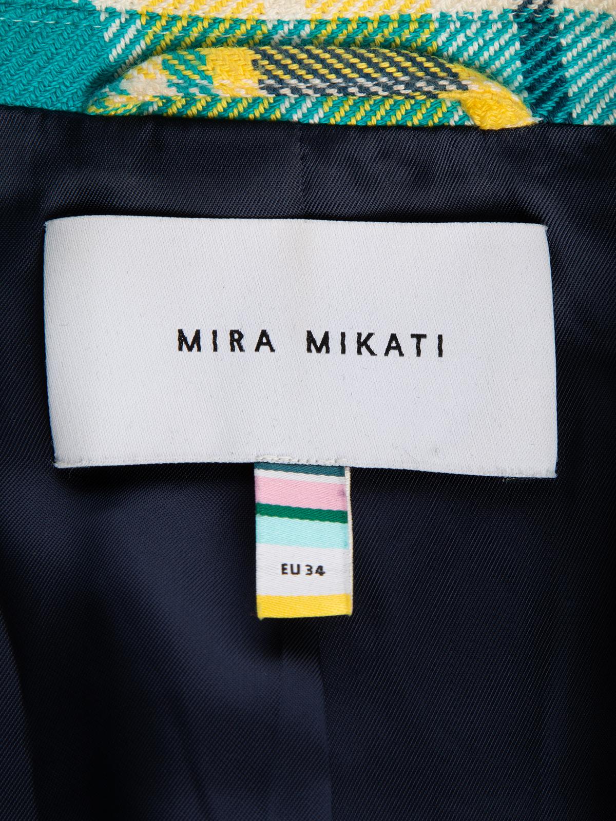 Green Pre-Loved Mira Mikati Women's Plaid Elephant Embroidered Blazer