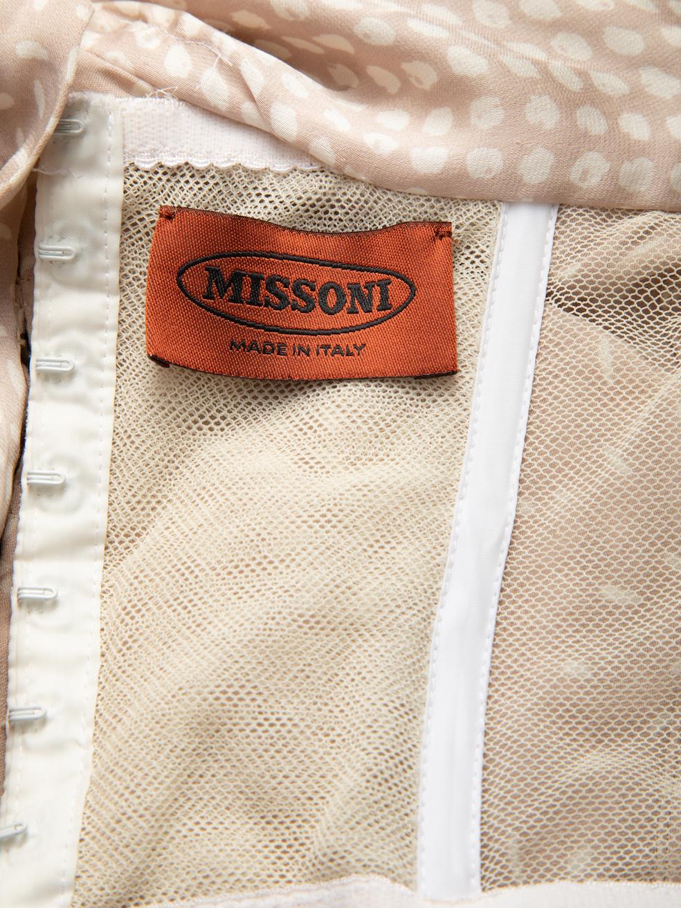 Pre-Loved Missoni Women's Beige Layered Pattern Strapless Mini Dress For Sale 1