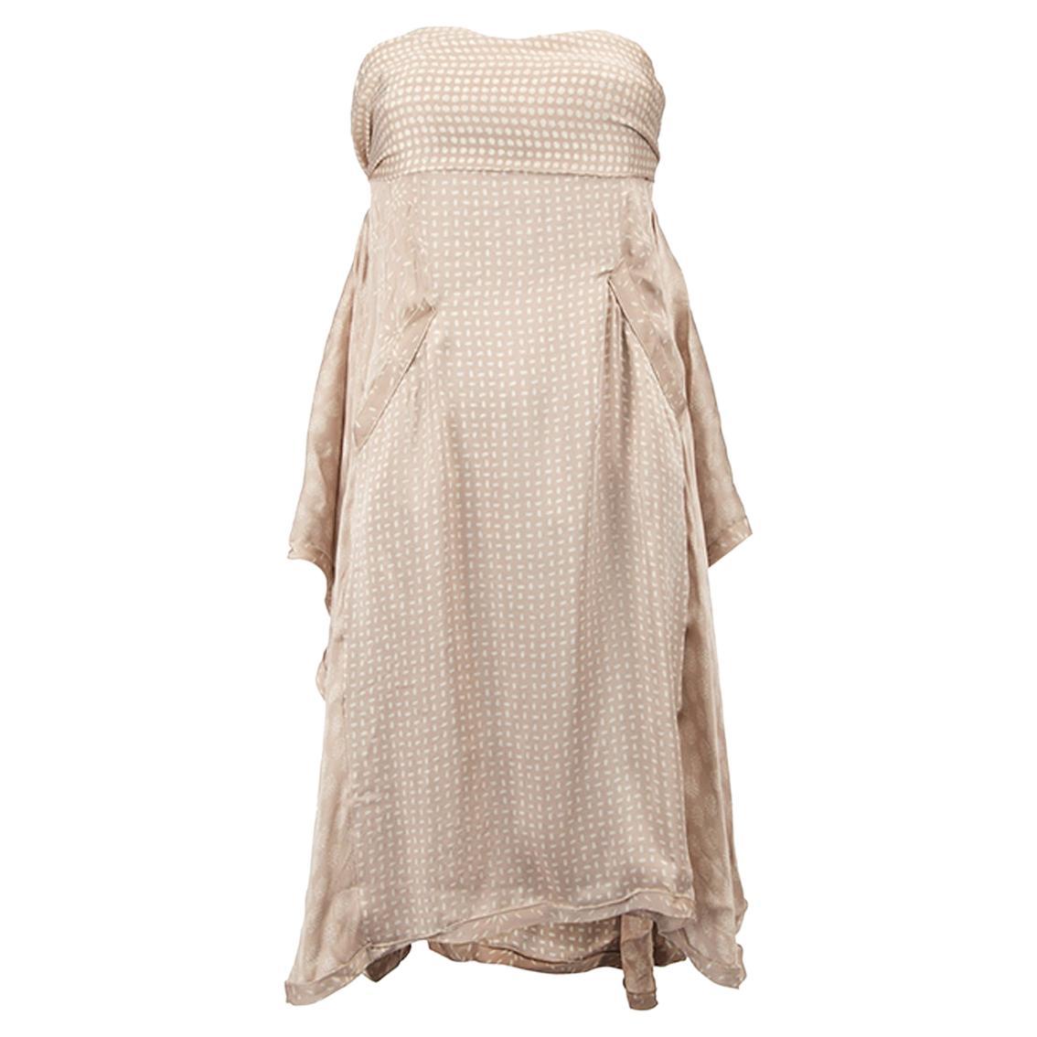 Pre-Loved Missoni Women's Beige Layered Pattern Strapless Mini Dress For Sale