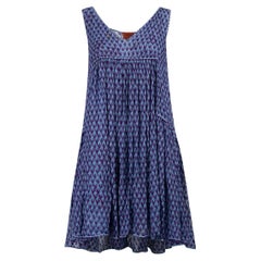 Pre-Loved Missoni Women's Blue Abstract Patterned Sleeveless Mini Dress