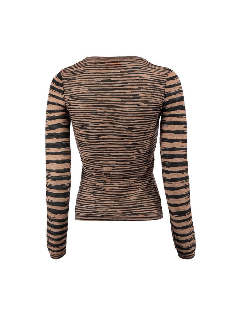 Pre-Loved Missoni Women's Brown and Black Striped Thin Knit Top For Sale at  1stDibs