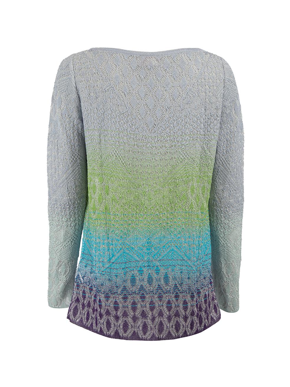 Gray Pre-Loved Missoni Women's Gradient Long Sleeve Top with Shimmer Details