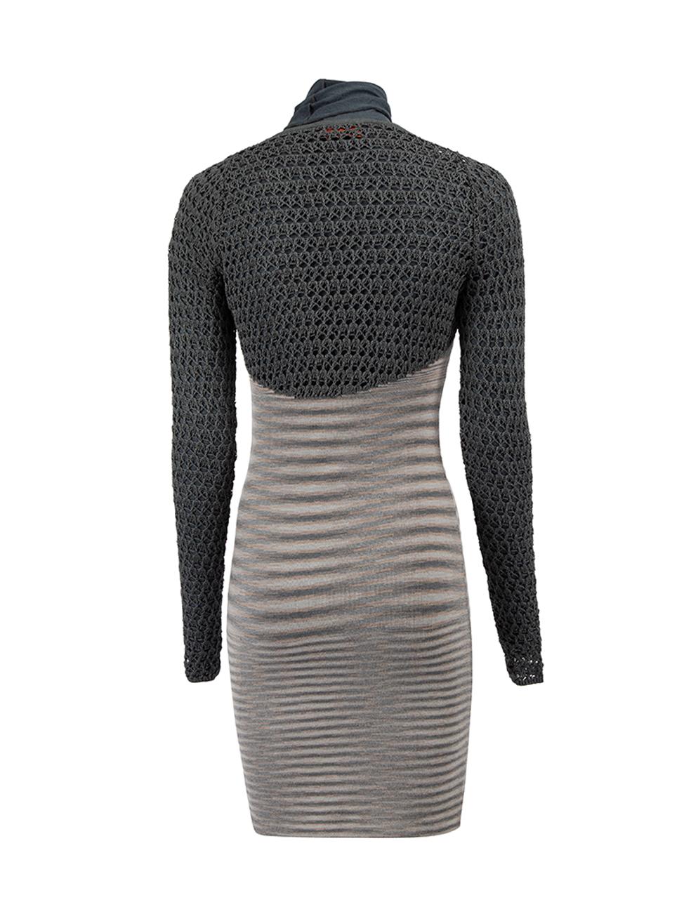 Gray Pre-Loved Missoni Women's Grey Crochet & Sweater Panel Bilayer Dress