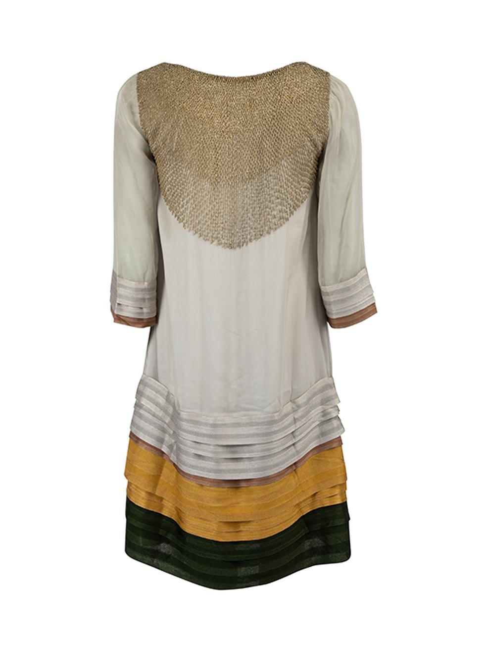 Pre-Loved Missoni Women's Multicolour Dress with Gold Bead Embellishments In Excellent Condition For Sale In London, GB