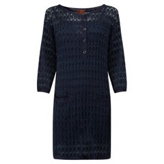 Pre-Loved Missoni Women's Navy Leaf Pattern Knit Dress