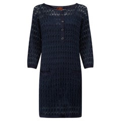 Pre-Loved Missoni Women's Navy Leaf Pattern Knit Dress