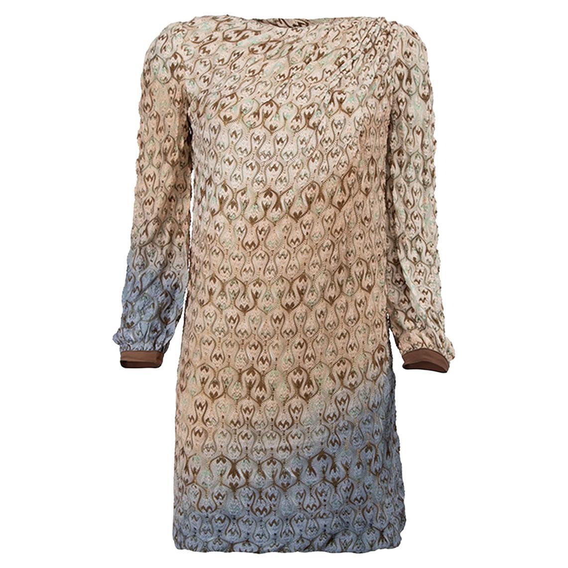 Pre-Loved Missoni Women's Ombre Patterned Mid Sleeve Mini Dress