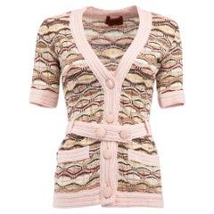 Pre-Loved Missoni Women's Pink & Brown Cardigan with Buttoned Belt