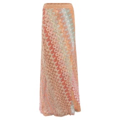 Pre-Loved Missoni Women's Pink Exotic Patterned Gradient Maxi Skirt