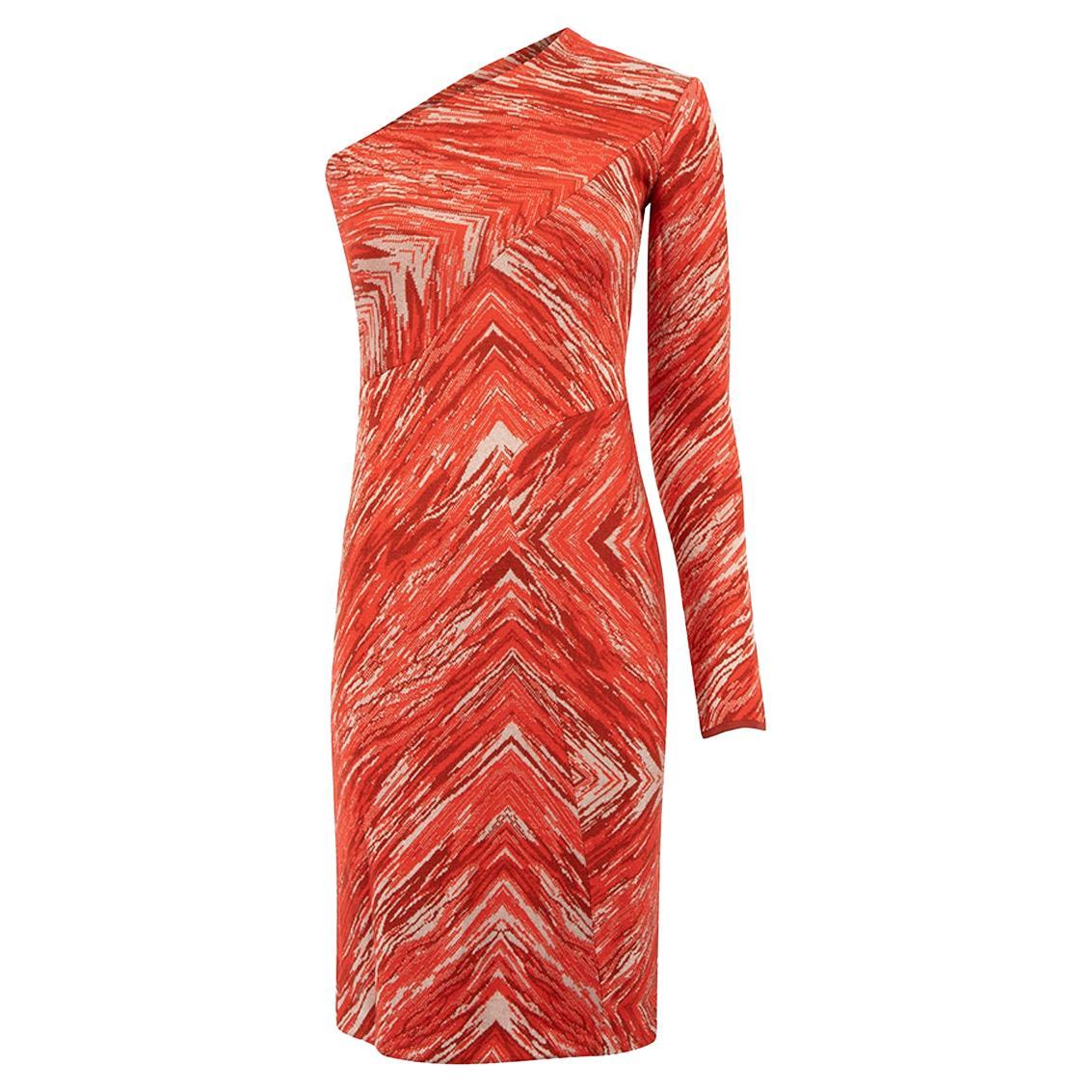 Pre-Loved Missoni Women's Red One Shoulder Bodycon Knit Dress