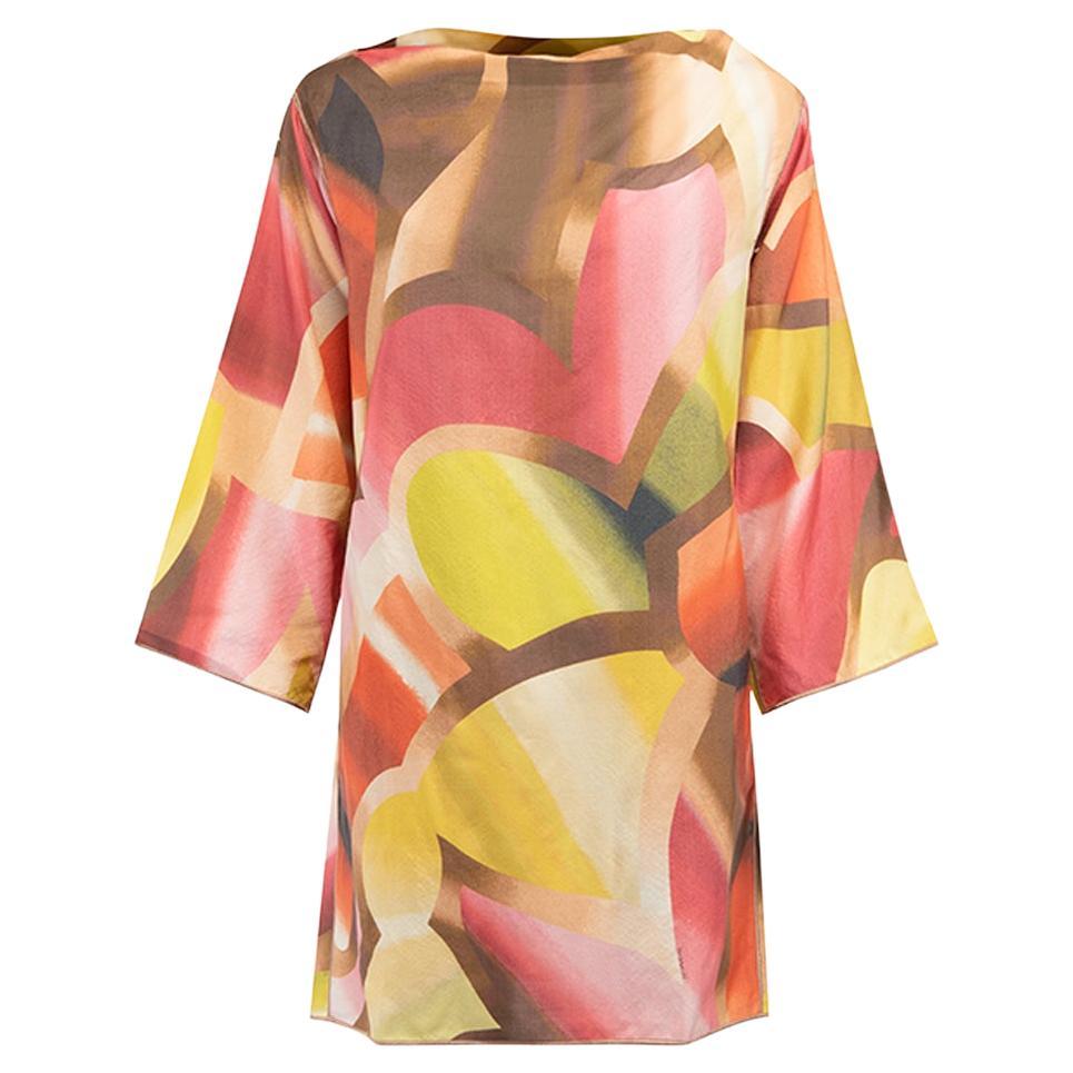Pre-Loved Missoni Women's Silk Abstract Wide Neck Tunic Top For Sale