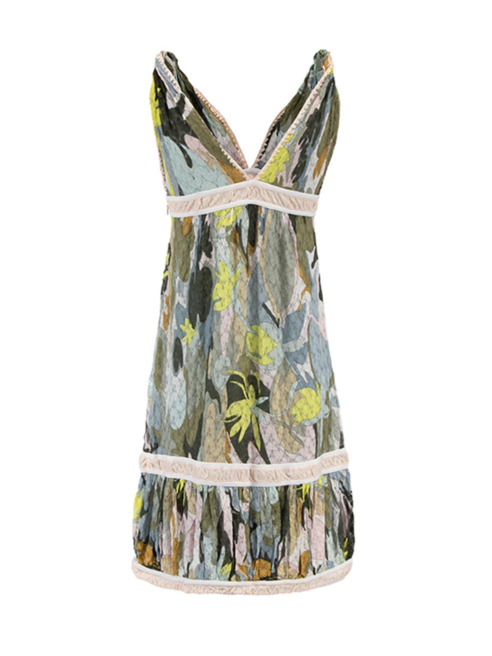 Pre-Loved Missoni Women's Tropical Pattern Plunge Neckline Mini Dress In Excellent Condition In London, GB