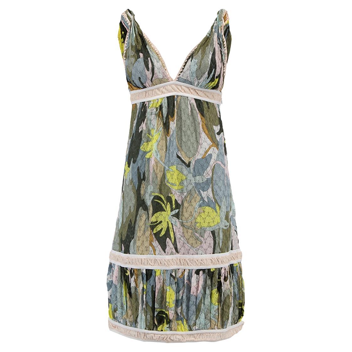 Pre-Loved Missoni Women's Tropical Pattern Plunge Neckline Mini Dress