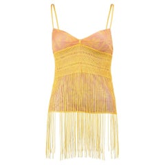 Pre-Loved Missoni Women's Yellow and Pink Fringe Tank Top