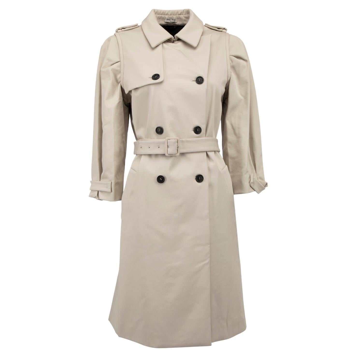 Pre-Loved Miu Miu Women's Beige Double breasted Long Line Trench Coat