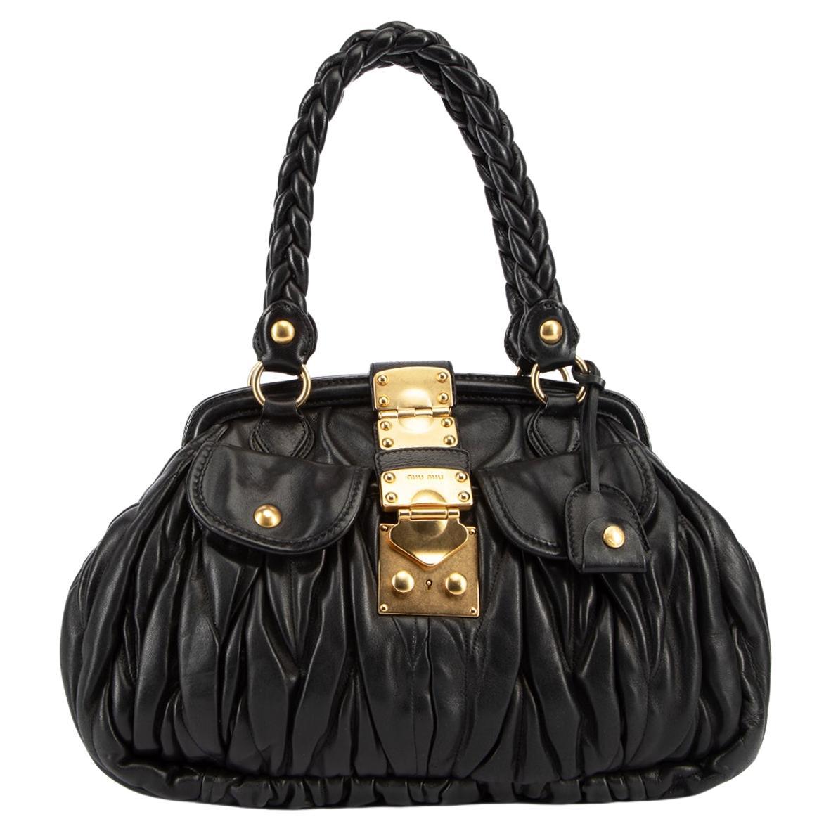 Pre-Loved Miu Miu Women
s Black Matelasse Coffer Bag
