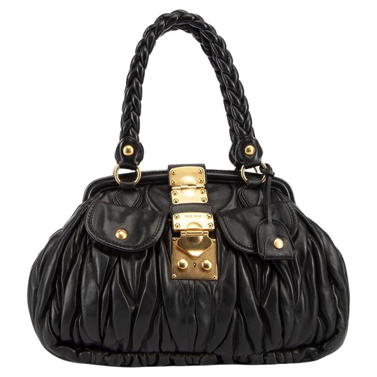Pre-Loved Miu Miu Women's Black Matelasse Coffer Bag For Sale at 1stDibs