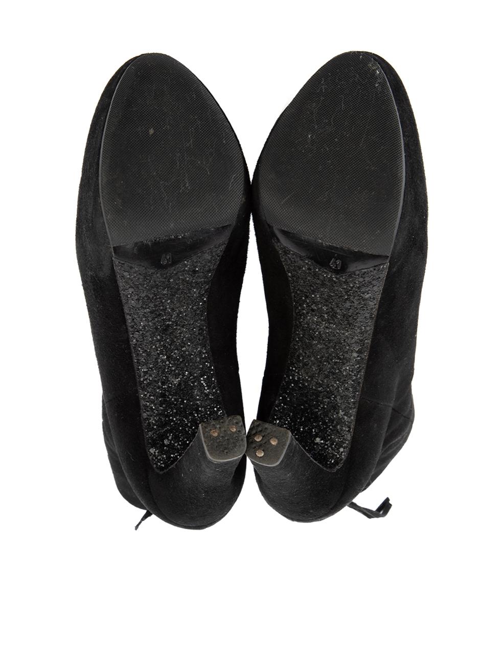 Pre-Loved Miu Miu Women's Black Suede Ankle Boots with Glitter Sole For Sale 1