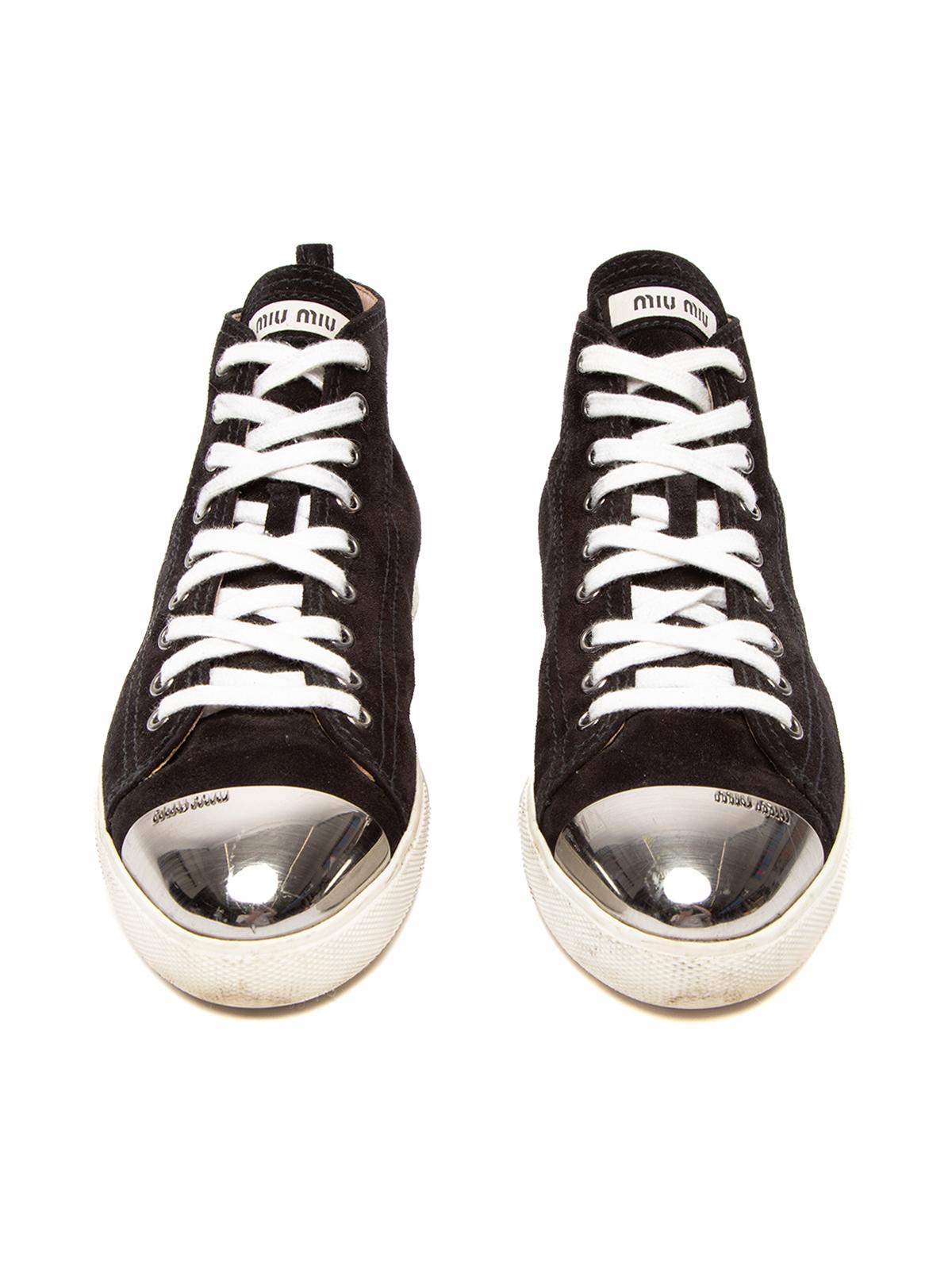 Black Pre-Loved Miu Miu Women's Metal Cap Toe Sneakers