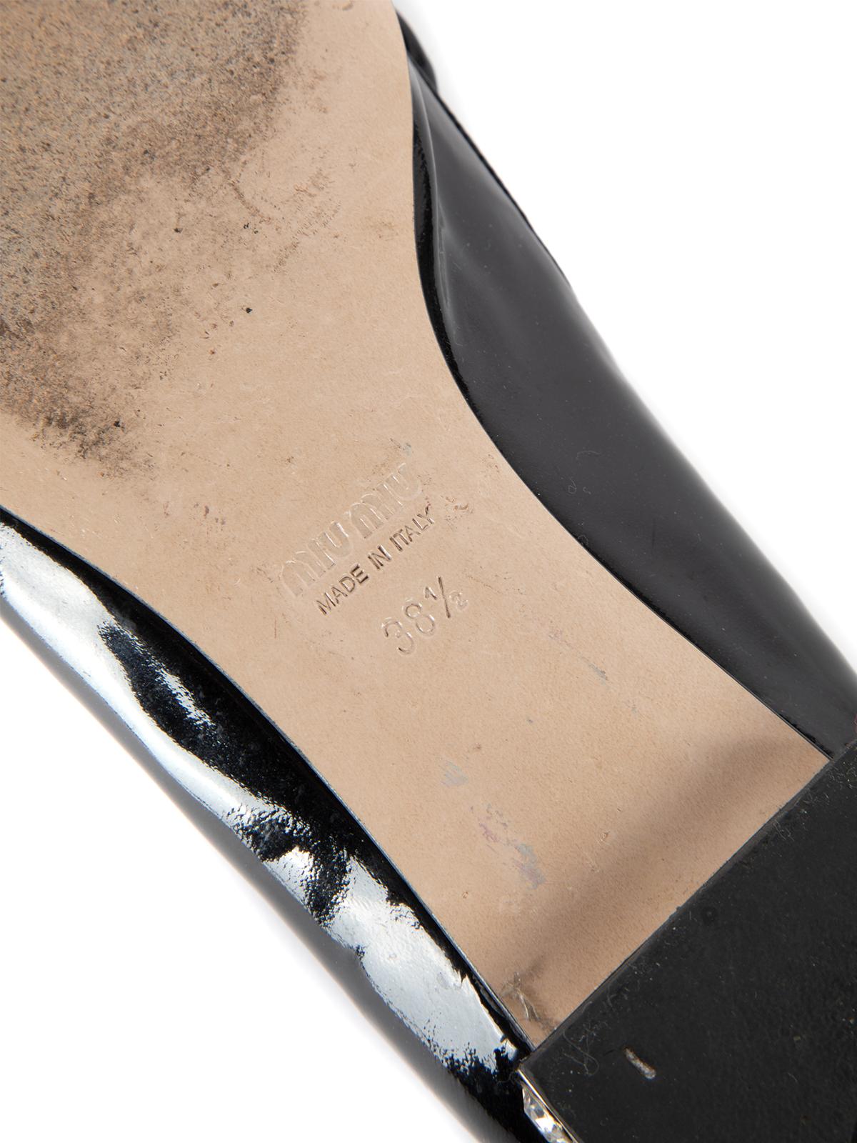 Pre-Loved Miu Miu Women's Patent Leather Bow Flats 2