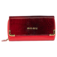 Pre-Loved Miu Miu Women's Red Patent Leather Wallet