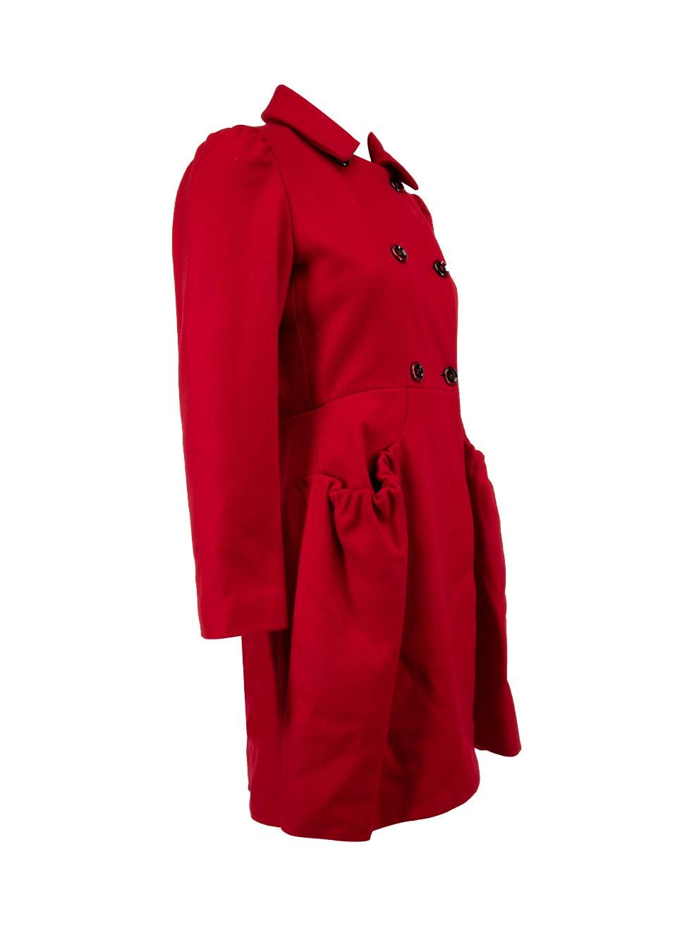 CONDITION is Very good. Hardly any visible wear to peacoat is evident on this used Miu Miu designer resale item. Details Red Wool Long sleeve Peacoat Button fastening Front pockets Made in Italy Composition 80% wool, 20% nylon Care instructions: